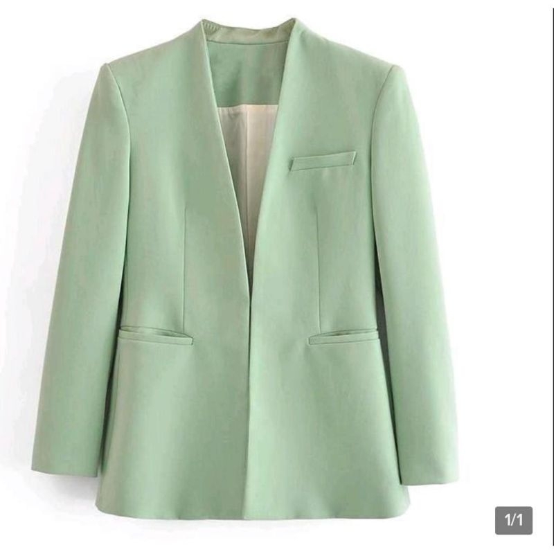 ORIGINAL BLAZER WANITA TANPA KERAH BAHAN HIGH TWIST S-XL