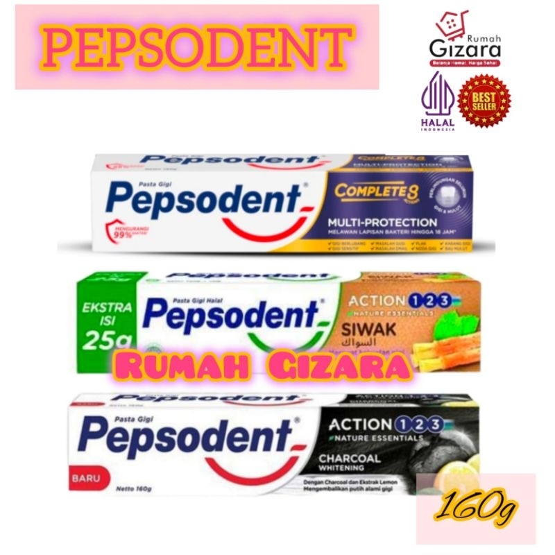 PEPSODENT CHARCOAL 160 Gram IIIII PEPSODENT COMPLETE 8 MULTI PROTECTION 150 GRAM PASTA GIGI