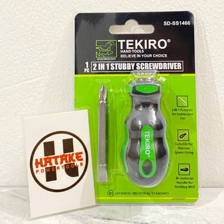 TEKIRO Obeng Kecil Cebol Obeng Mini Bolak Balik 2in1 Stubby Screwdriver PlusMinus Original SD-SS1466