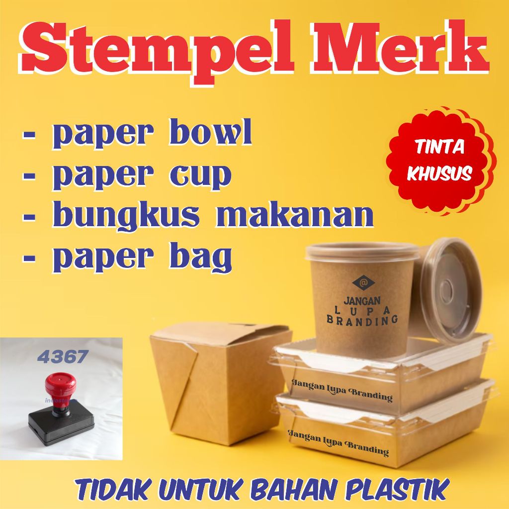 

stempel kardus kemasan paper bowl cup bag packing merek brand makanan kertas otomatis stempelflashmurah