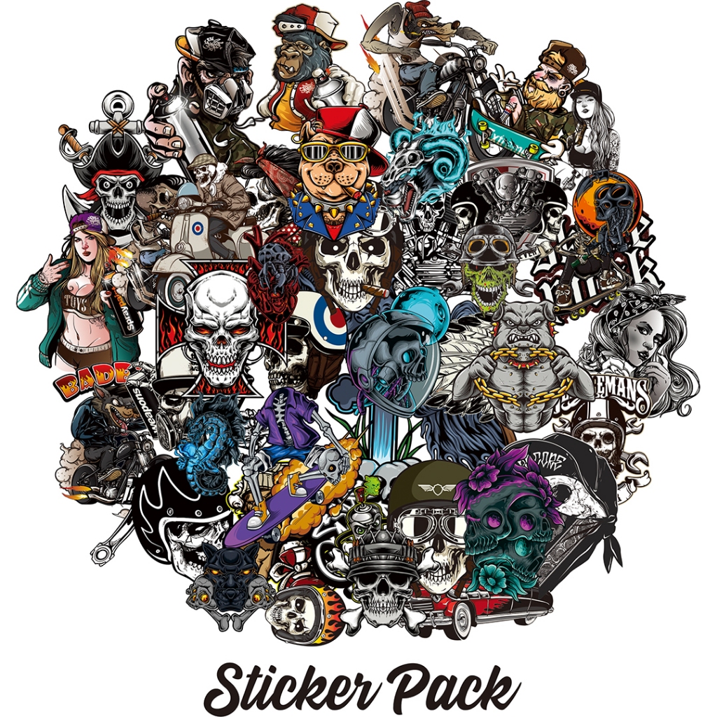 

Sticker pack helm motor tumbler motif tengkorak
