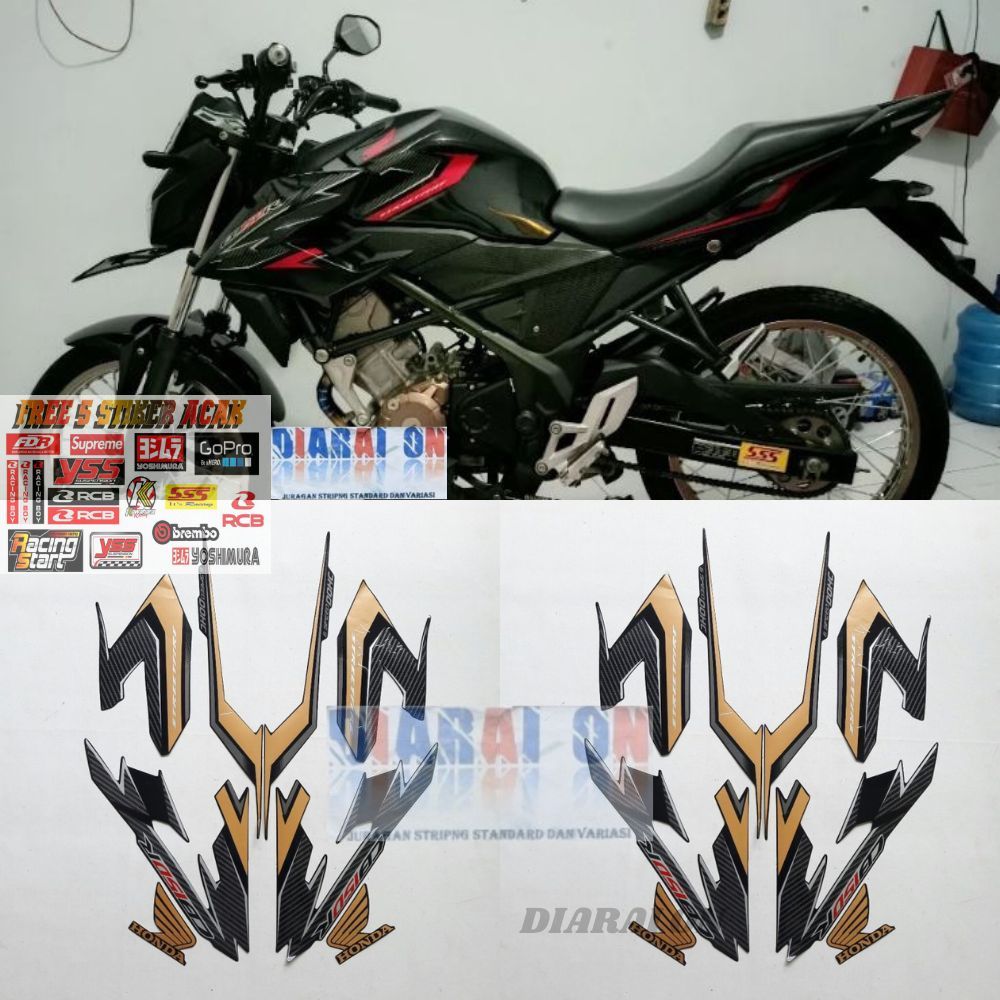 Stiker Striping Honda CB150r 2017 2018 - CB 150 R CB 150R Hitam Gold Murah