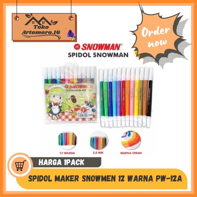 

Spidol / Pensil Marker Snowman 12 Warna PW-12A / PW 12A