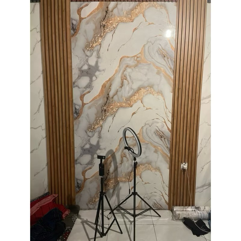 Jamooan Wallpaper Dinding Marmer Glossy 120Cm Dan 60Cm