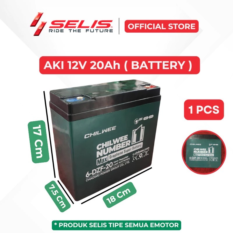 SELIS - Aki Accu Baterai 12 Volt 20 Ah Sepeda Motor listrik Universal ( Battery )
