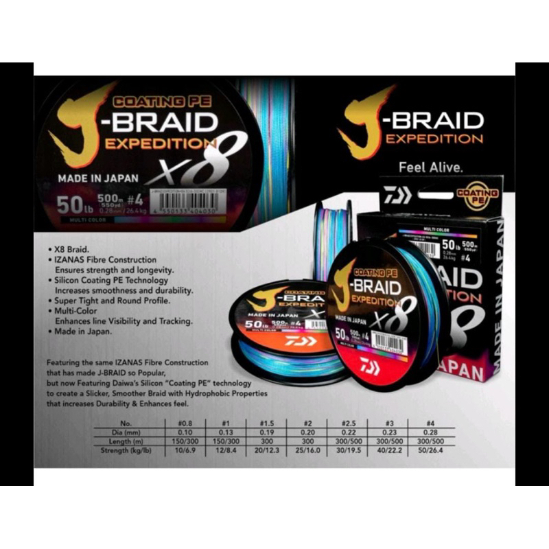 PE DAIWA J BRAID EXPEDITION X8 MULTI 150M
