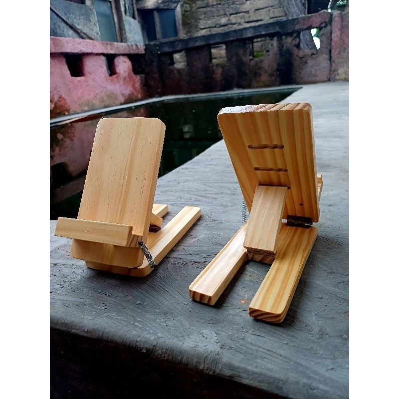 Stand holder/sandaran hp& tablet kayu jati belanda portable