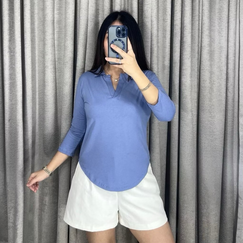 Baju Kerah Atasan V lengan Panjang Wanita  # 771 | Tshirt V neck RG