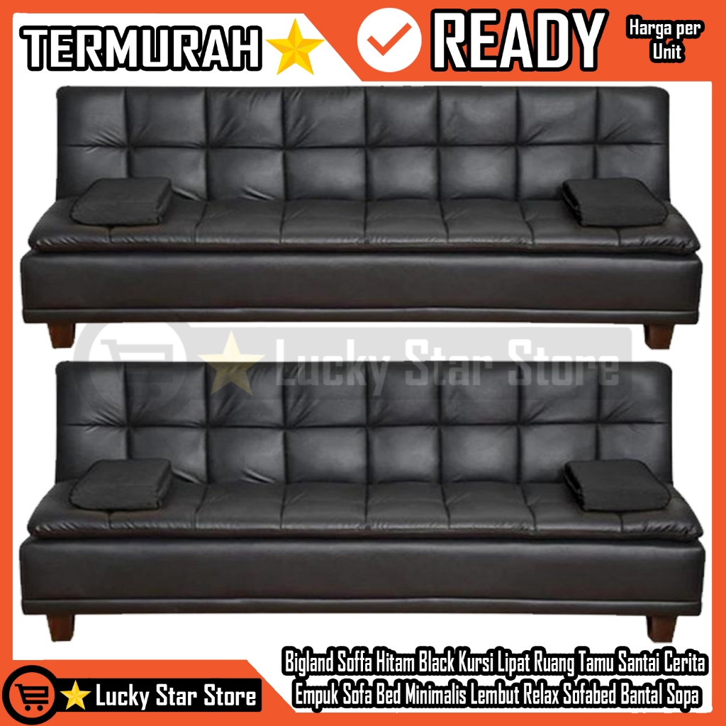 [Instant] Bigland Soffa Hitam Black Kursi Lipat Ruang Tamu Santai Cerita Empuk Sofa Bed Minimalis Le