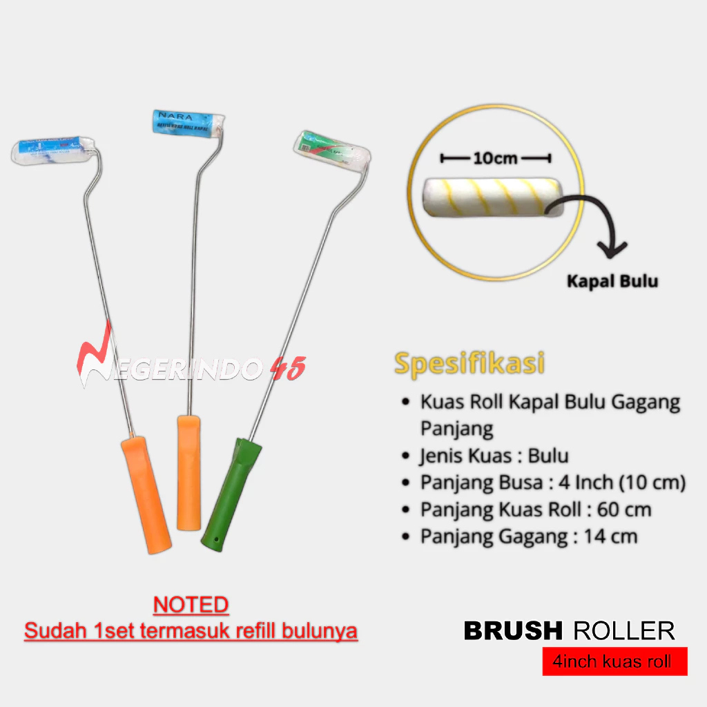 Kuas Roll Cat Kabal Kuas Rol Mini 4 Inchi Paint Roller 4" Kuas Cat Roller Kecil Roller Cat Dinding