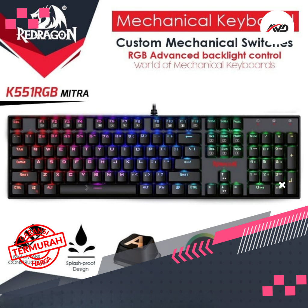 [BEKAS] Redragon Gaming Keyboard Mechanical RGB MITRA - K551RGB