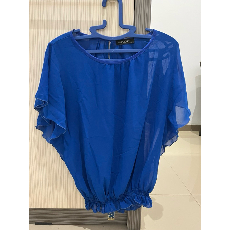 PRELOVED ATASAN OUTER TRANSPARAN BIRU ELEKTRIK