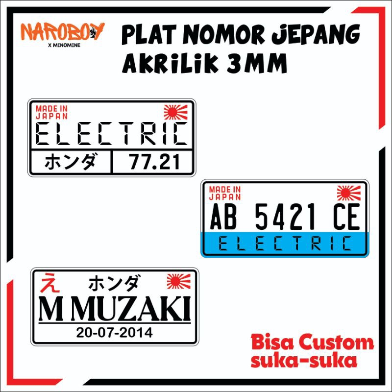 PLAT NOMOR MOTOR LISTRIK CUSTOM SUKA-SUKA STYLE JEPANG