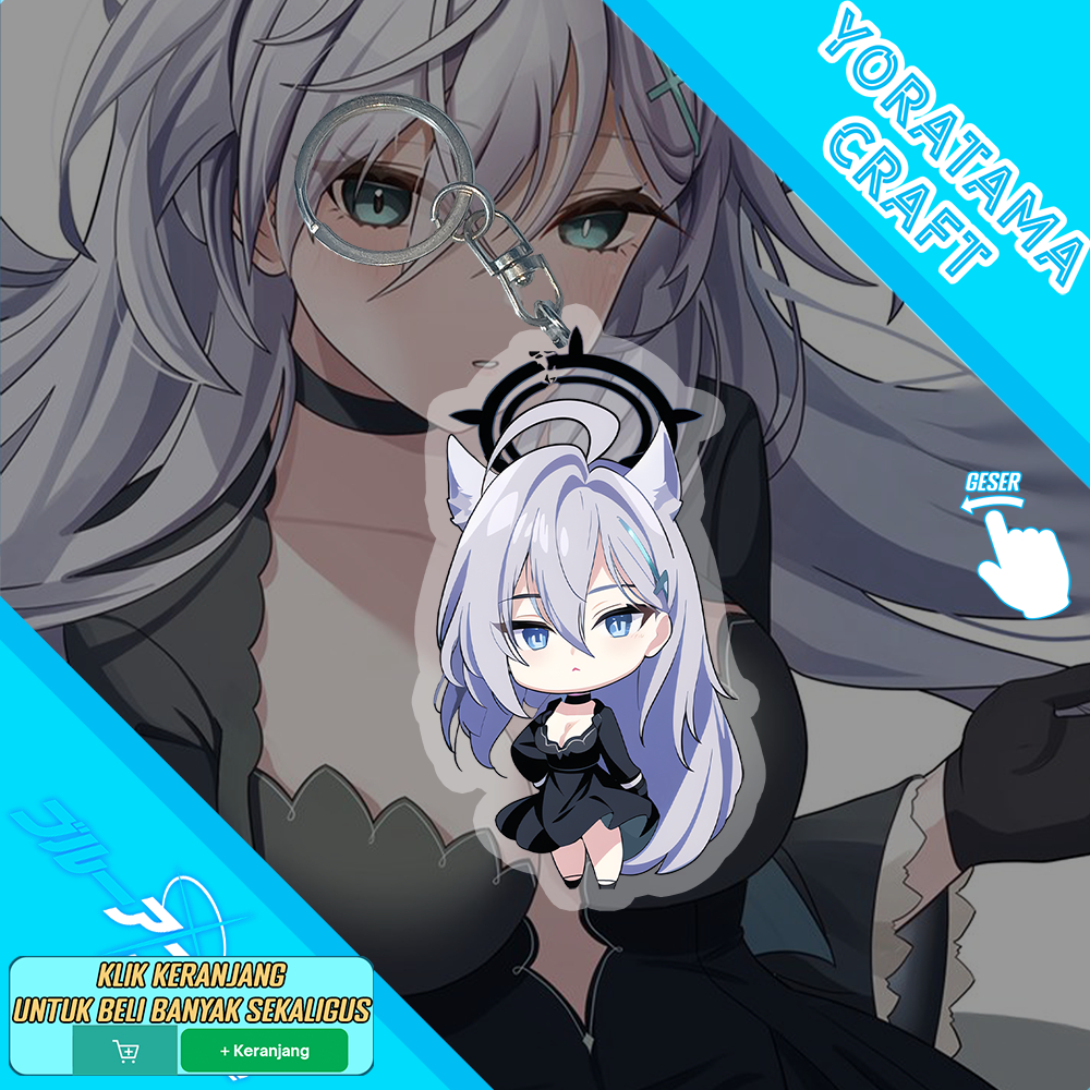 Gantungan Kunci Shiroko Terror Blue Archive, Keychain Anime Lucu