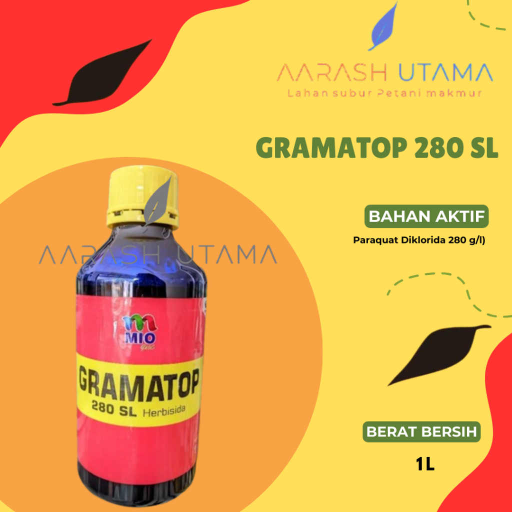 GRAMATOP / Herbisida Gramatop 280 SL 1 Liter  Paraquat Diklorida 280g/l / Obat Rumput Mati Kering Se