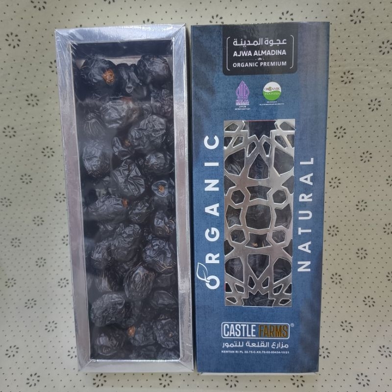 

kurma Ajwa Almadinah organik castle farm premium kemasan 500 gt food snack