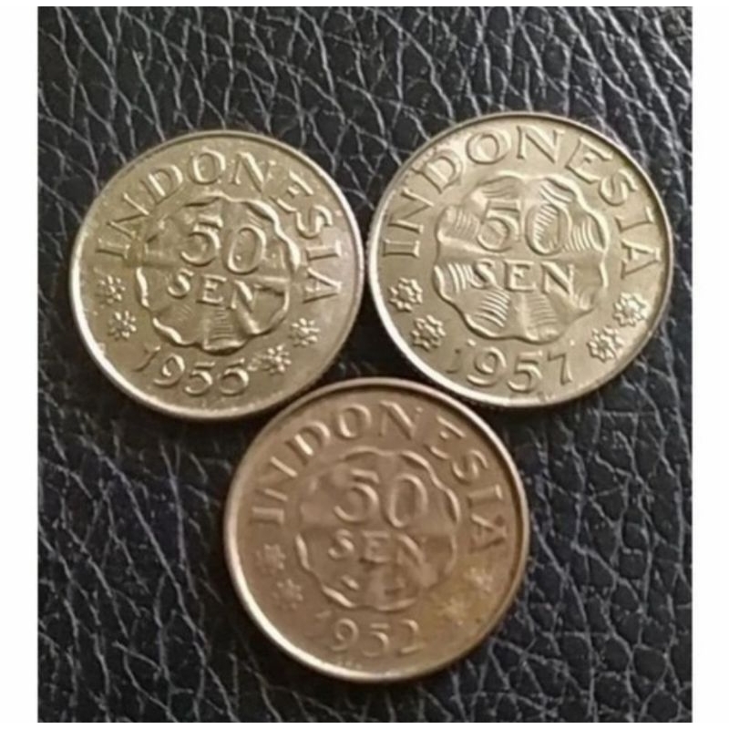 set 3 keping koin 50 diponegoro dipanegara thn 1952 1955 1957