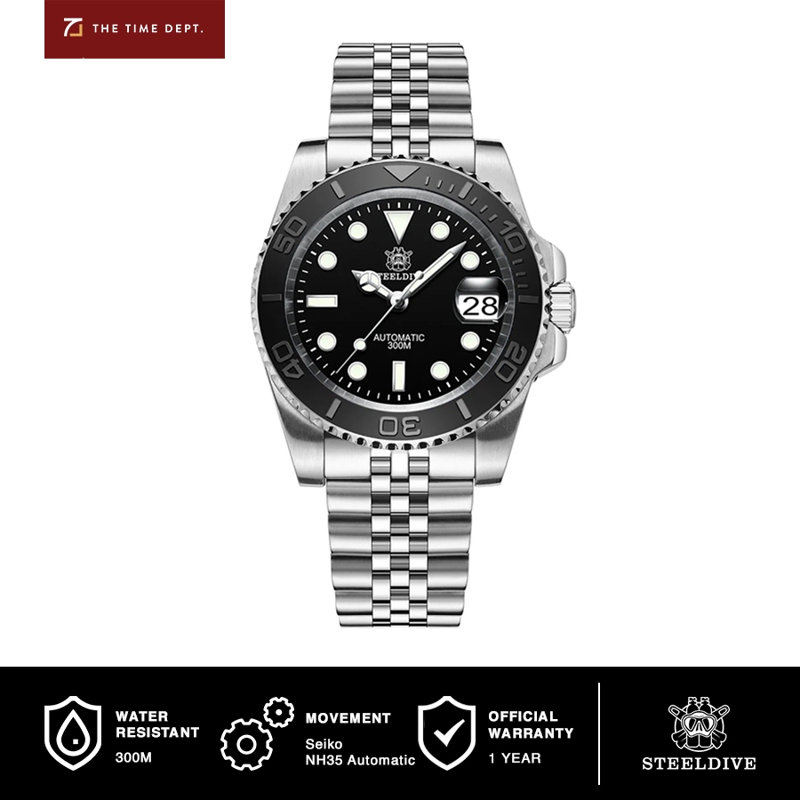Steeldive SD1953T Seiko NH35 Automatic Movement Jam Tangan Diver YM Homage Bezel Keramik Kaca Safir 