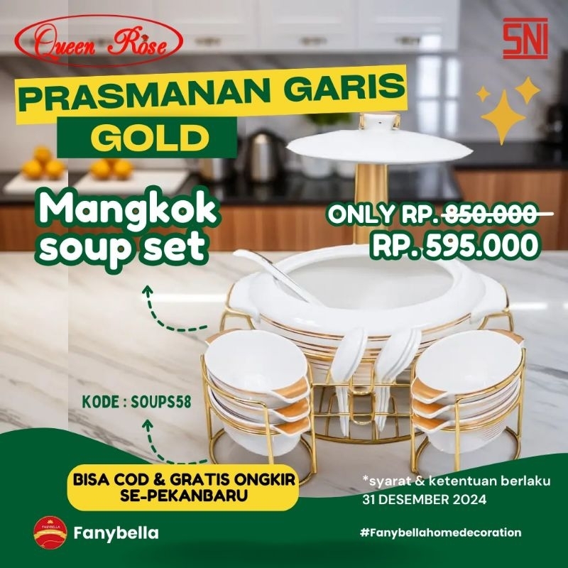 Queen Rose mangkuk sup keramik mewah / tempat sup buah / tempat sup marble / tempat sup set / tempat