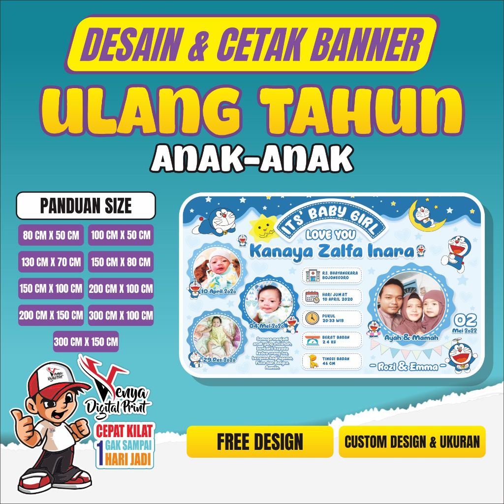 Spanduk/Banner/Backdrop Aqiqah & Biodata Bayi