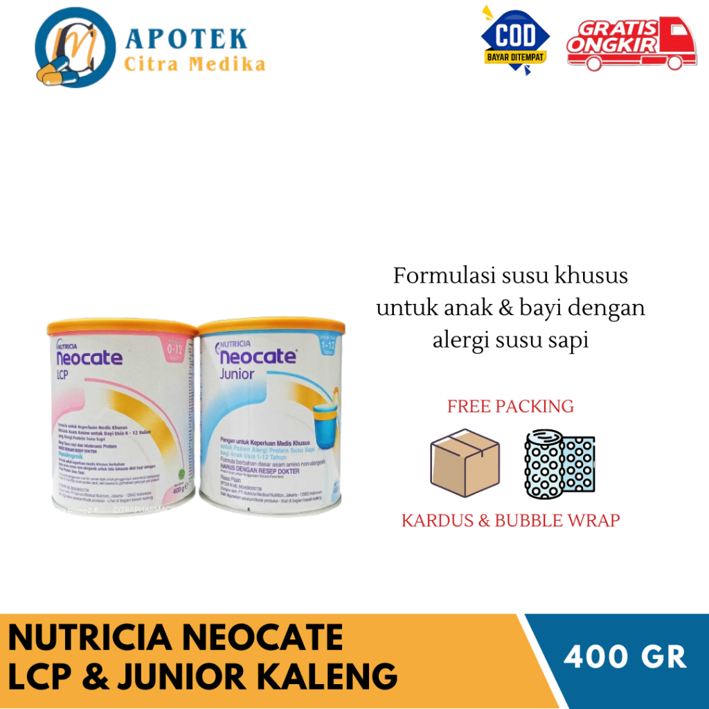 NUTRICIA (NEOCATE LCP & JUNIOR KALENG 400GR) - SUSU KHUSUS PASIEN ALERGI SUSU SAPI