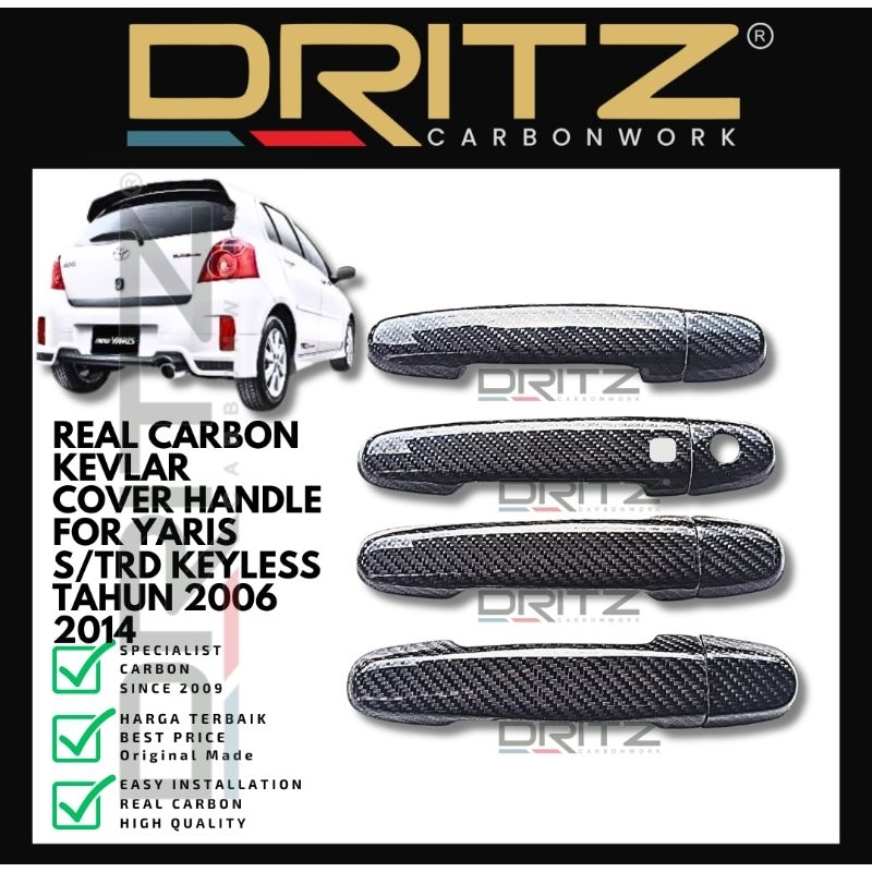 Cover Handle Carbon Mobil TOYOTA YARIS 2006-2014 Aksesoris Modifikasi Karbon Interior Variasi