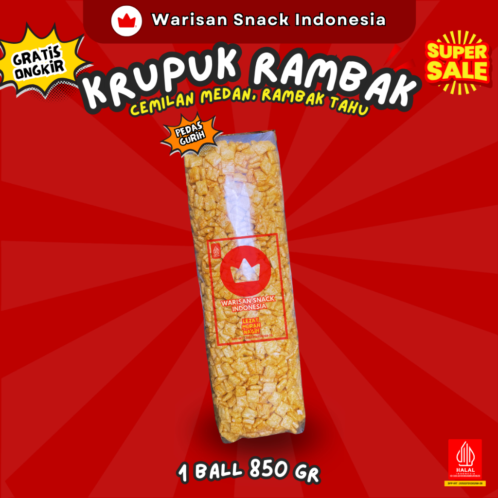 

Nycyta Home (1 Ball) Kerupuk Rambak Tahu Kotak Camilan Medan Warisan Snack Indonesia (850Gr),