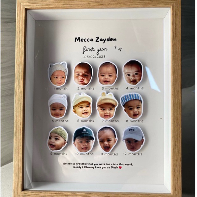 3D frame foto bayi tahunan / Hadiah Baby born / 3D foto bayi