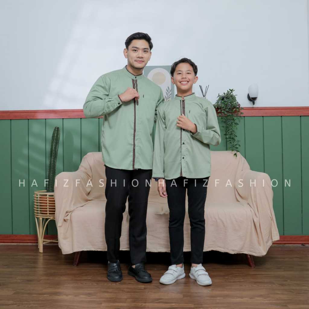 Baju koko couple ayah anak lengan panjang kemko hafiz premium toyobo import