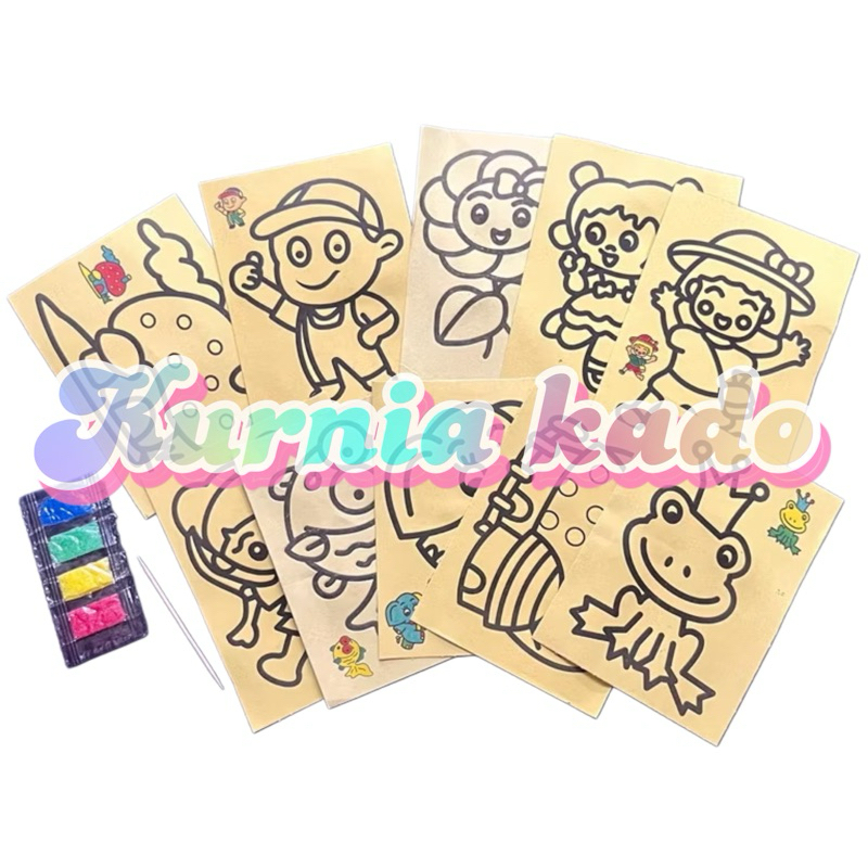 Kertas mewarnai per pcs melukis pasir ukuran kecil mainan mewarnai pasir pasiran edukasi anak kertas