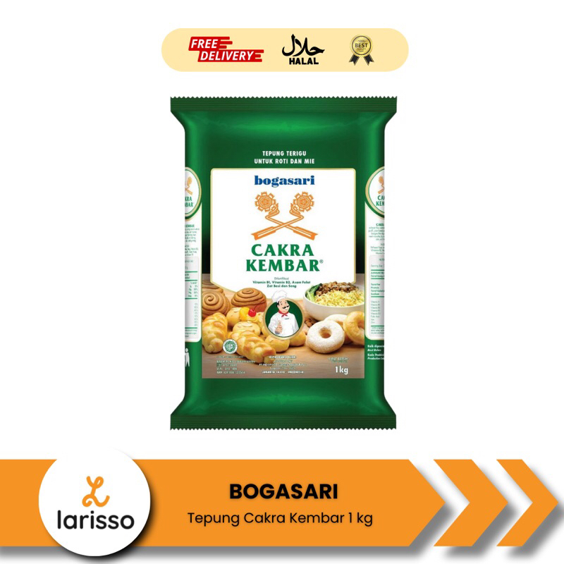 

Bogasari Tepung Terigu Cakra Kembar Premium 1 kg - Tepung Terigu Protein Tinggi