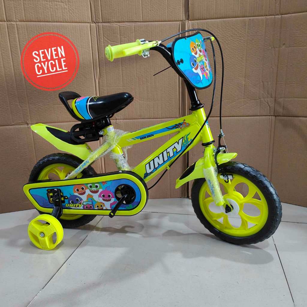 Sepeda BMX anak UNITY GOLDEN baby shark12 inch ban eva music dan lampu