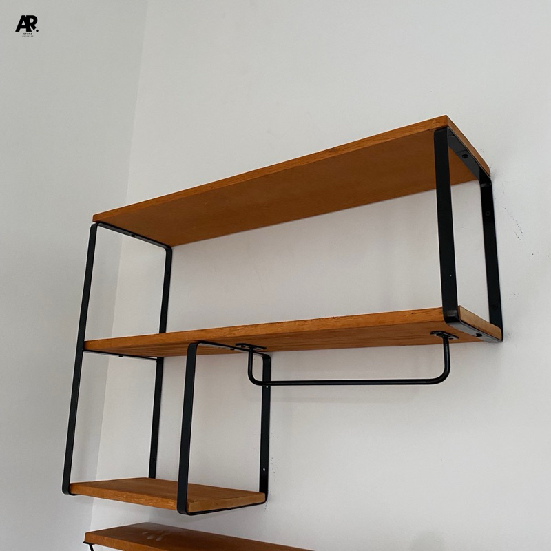 Rak kitchenset gantung dinding dapur rak ambalan kayu bumbu dapur