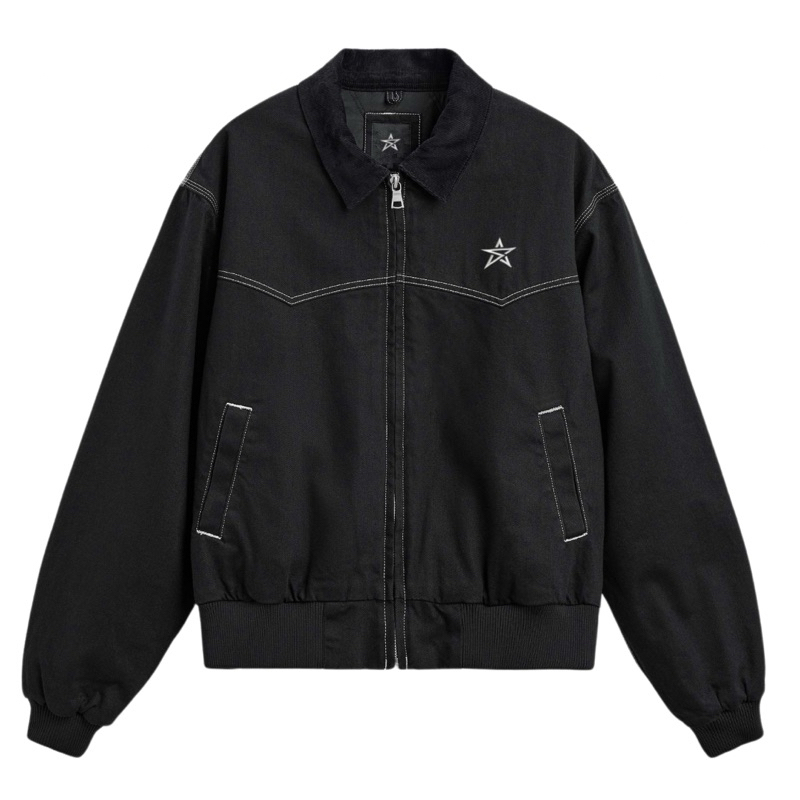 Sai - Alisson Work Jacket Boxy Canvas Bomber Jacket Black Heavy Stone