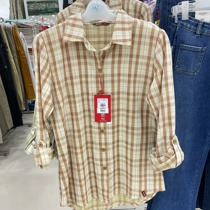 AKO JEANS kemeja wanita dewasa kotak-kotak size S-XXL Reguler fit