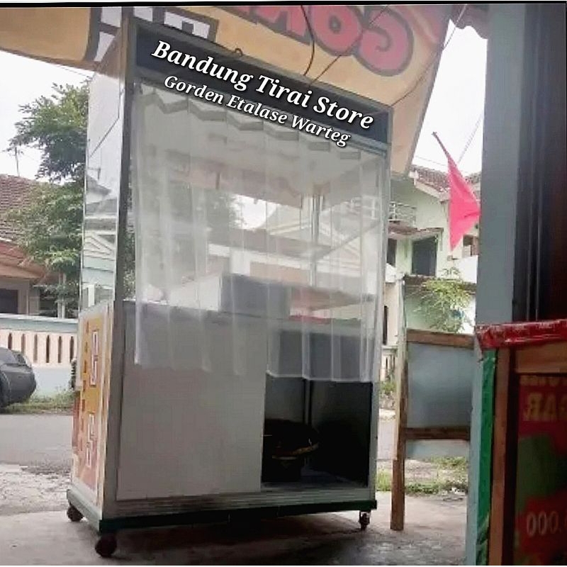 Gorden Etalase Kaca 2 Meter Vitrase Hordeng Plisket Putih Polos Transparan Model Cantelan