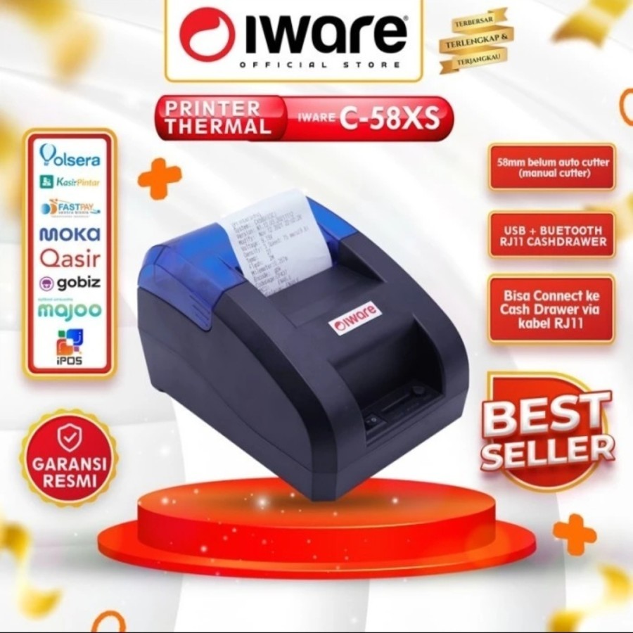Printer Kasir Thermal Bluetooth Iware C58xs - Printer Iware C-58xs 58mm usb Bluetooth rj-11