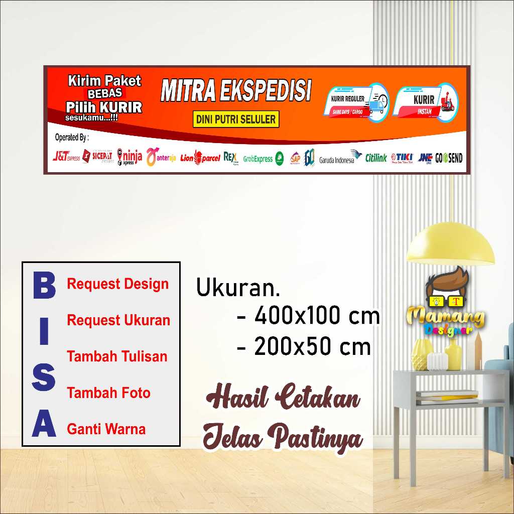 Cetak Spanduk Banner Mitra Ekspedisi atau Agen Kurir Bahan Kuat