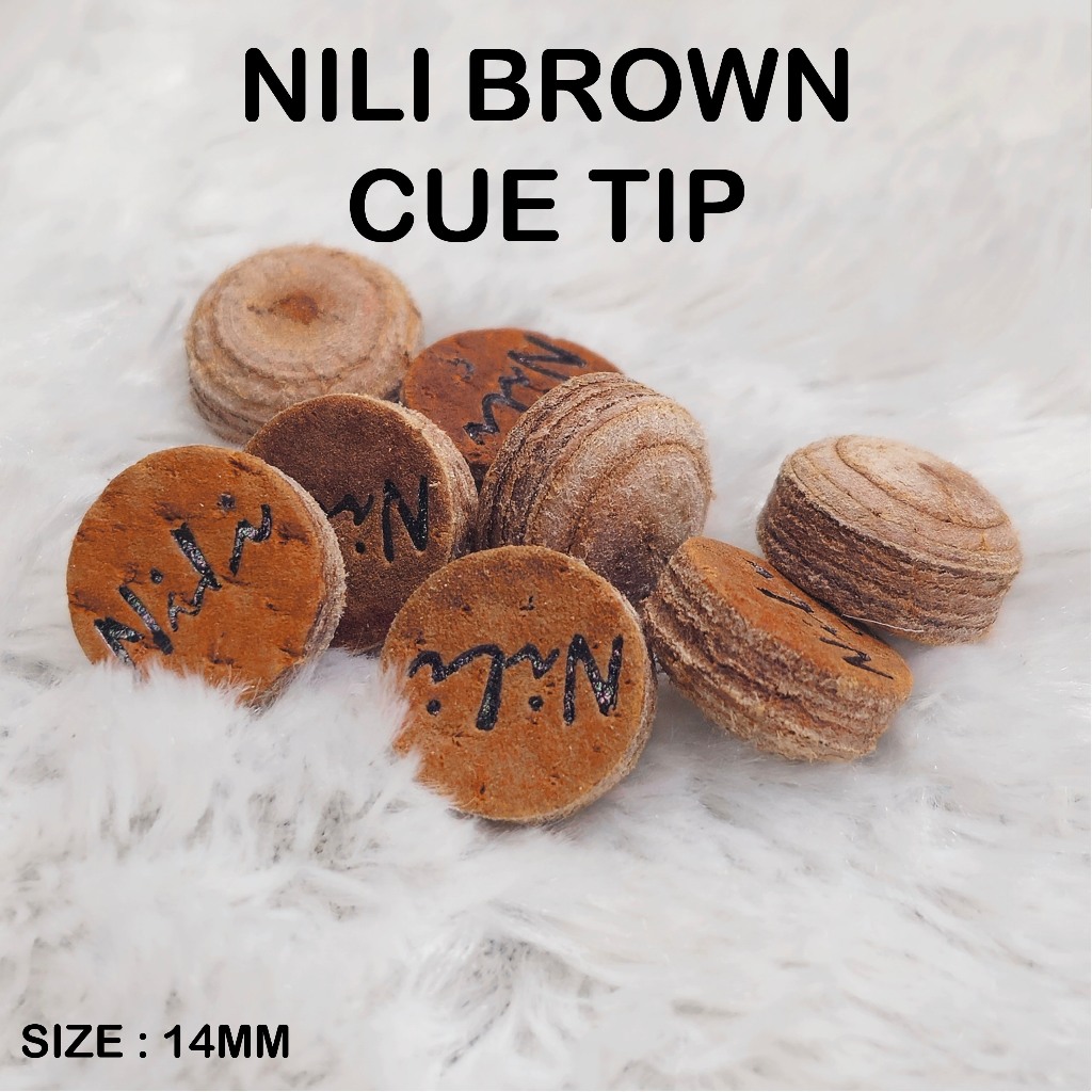 Nili Brown Cue Tip Master Tip Billiard Nili - 14 mm Medium Laminated - cue tip Coklat biliar