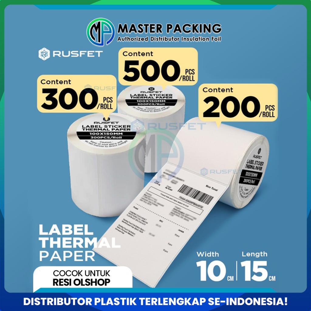 

Kertas Stiker Label Termal Sticker Thermal Paper Printer Resi Online Merk Rusfet