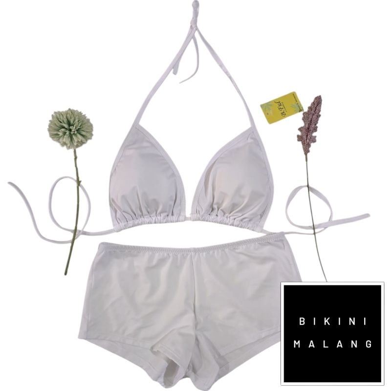 BIKINI BF006 TALI SAMPING WARNA PUTIH BOXER SEKSI