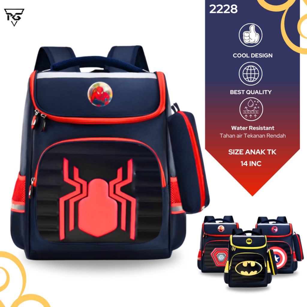 Tas Ransel Sekolah Anak Laki Laki TK Gambar Timbul LED BackPack Anak RPG 2228 - Tas Anak Import