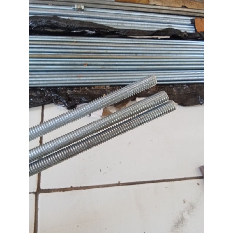 long as drat full galvanis 5/16  atau m8 drat kasar panjang 1 meter