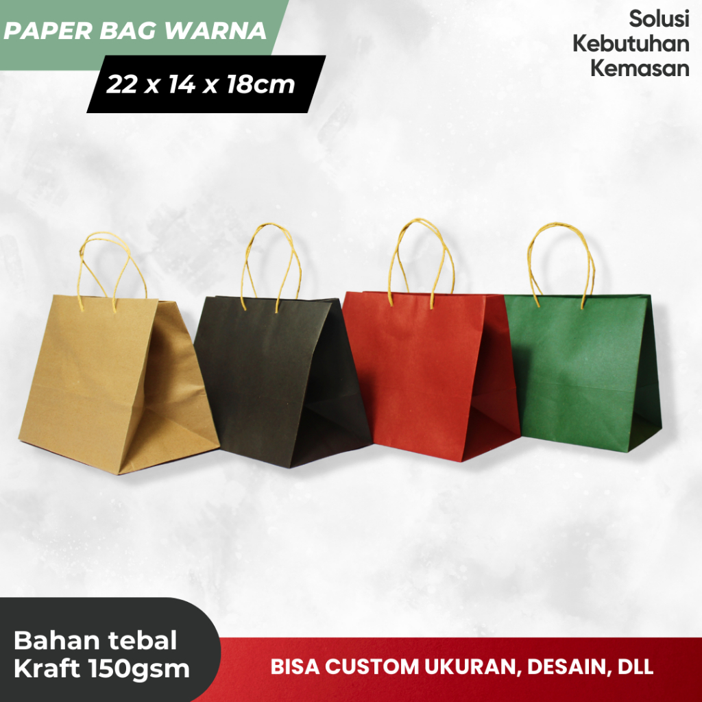 

Paperbag Polos/ Kantong Kertas | Bungkus Makanan ukuran 22 x 14 x 18cm