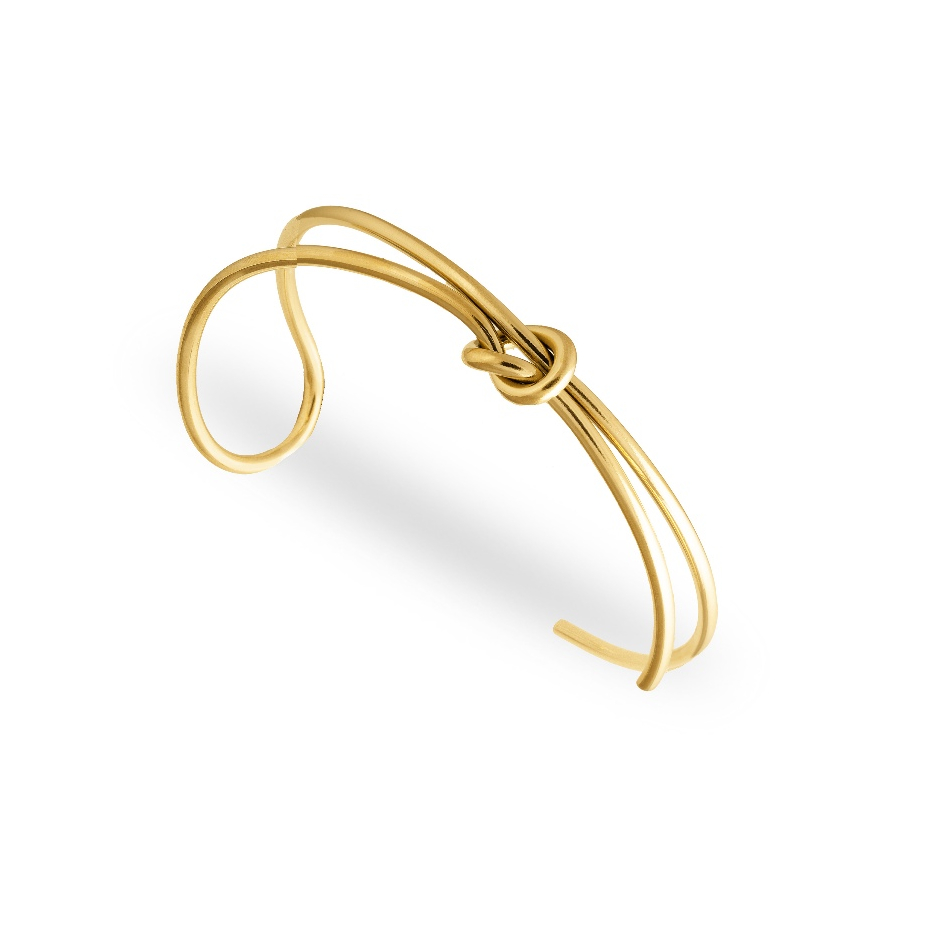 Dear Me - Knot Bangle Titanium with 18K Gold Plating Gelang Wanita Lapis Emas Asli
