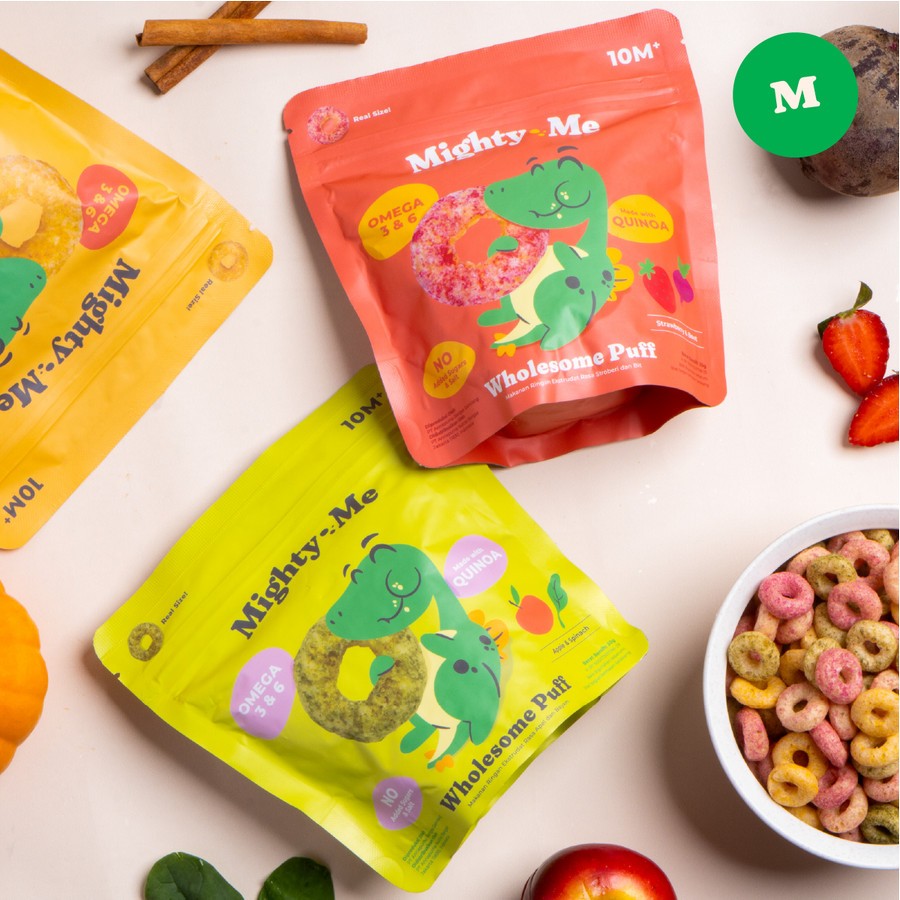 

Mighty Me Wholesome Puffs Mini 8gr - Makanan Snack Cemilan Anak Camilan