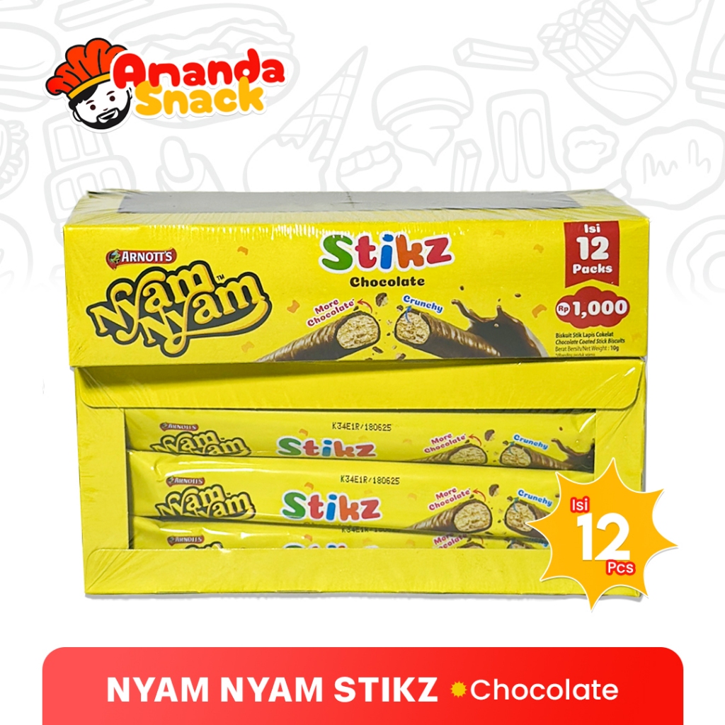 

Nyam Nyam STIKZ / Biskuit Nyam Nyam Chocolate 1 Box isi 12 pcs