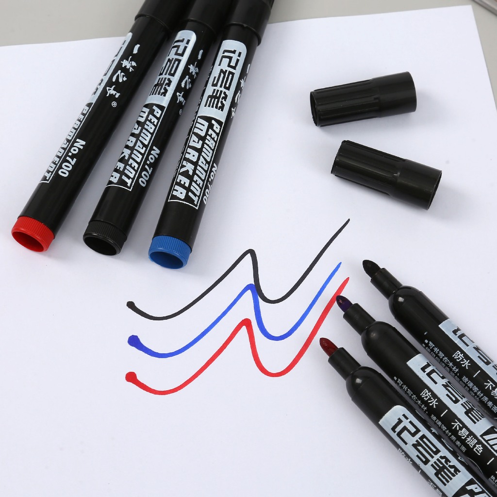 

Spidol Permanent Marker Permanen Tahan Air Alat Tulis Spidol Cepat Kering Tinta Minyak Hitam Biru Merah Tidak Pudar