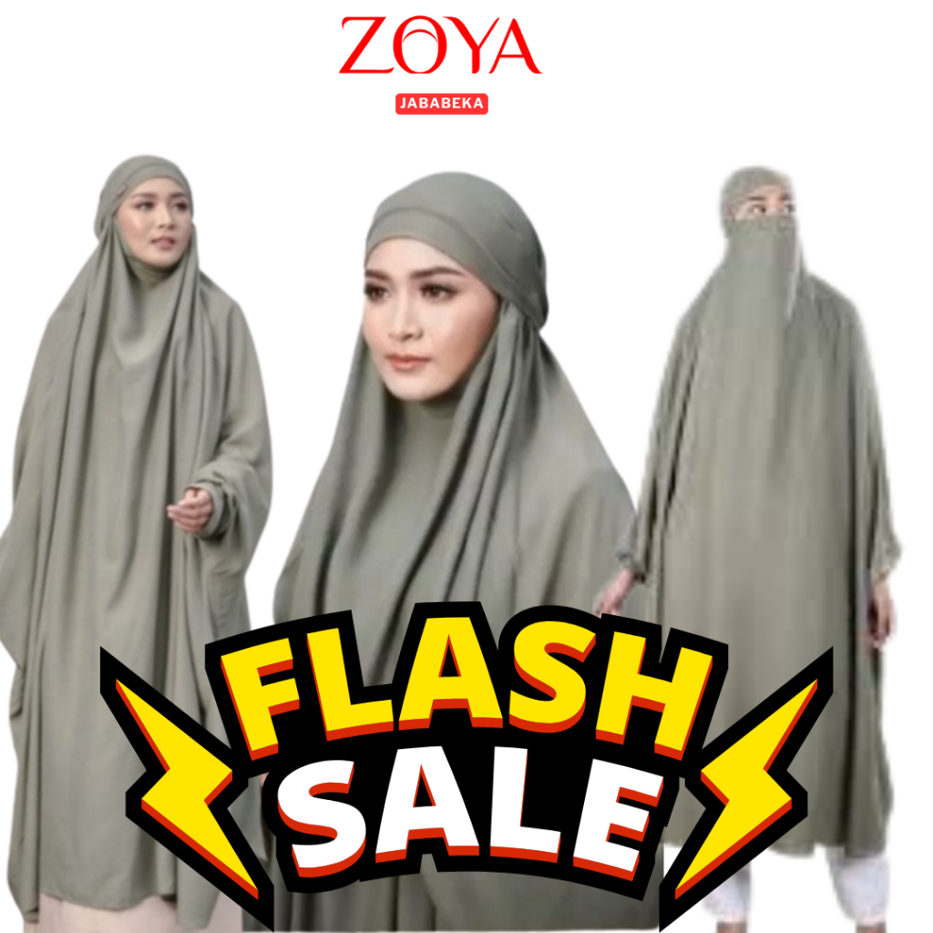 ZOYA Shireen Khimar Army - Khimar Kerudung Instan Hijab Jilbab Bergo Syari Jumbo Muslim Wanita