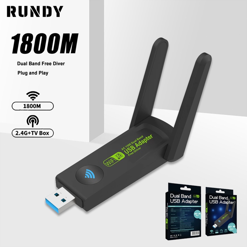 RUNDY [COD] Adaptor USB WiFi Receiver 1800Mbps WiFi Receiver for Computer Laptop TV Box Wireless WiF